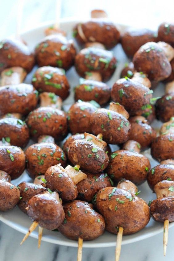 7. Garlic Mushroom Kabobs